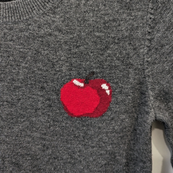 Sunday Best Grey Cropped Sweater with Apple Motif - Picture 4 of 6